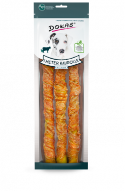Dokas Dog Snack 1m Kaurolle aus Rinderhaut mit Huhn 315 g