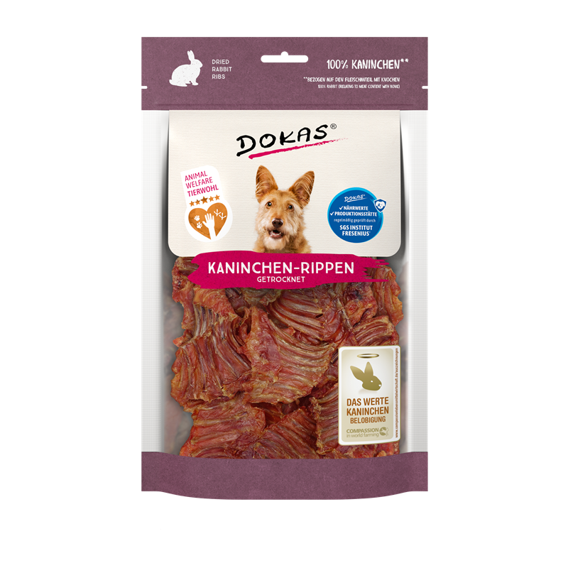 Dokas Dog Kaninchen-Rippen mit Fleich 100 g