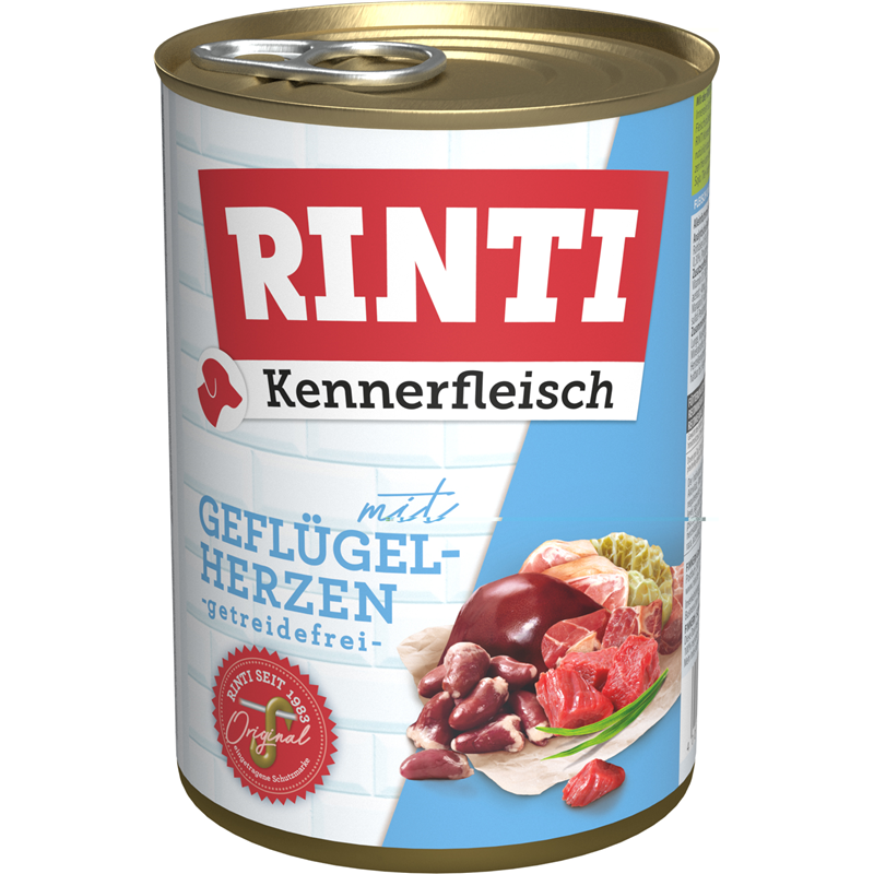 Finnern Rinti Dog  - Kennerfleisch Dose Geflügelherzen 400g