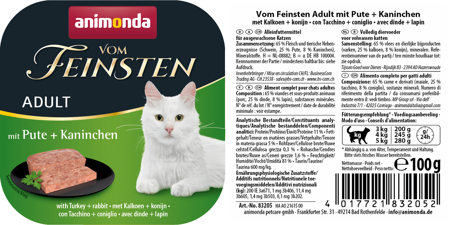 Vom Feinsten Katze Adult Pute+Kaninchen 100g