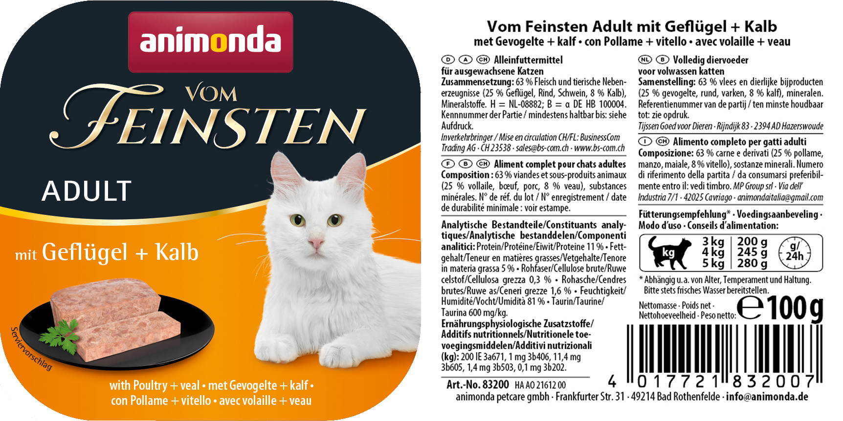Vom Feinsten Katze Adult mit Geflügel+Kalb 100g