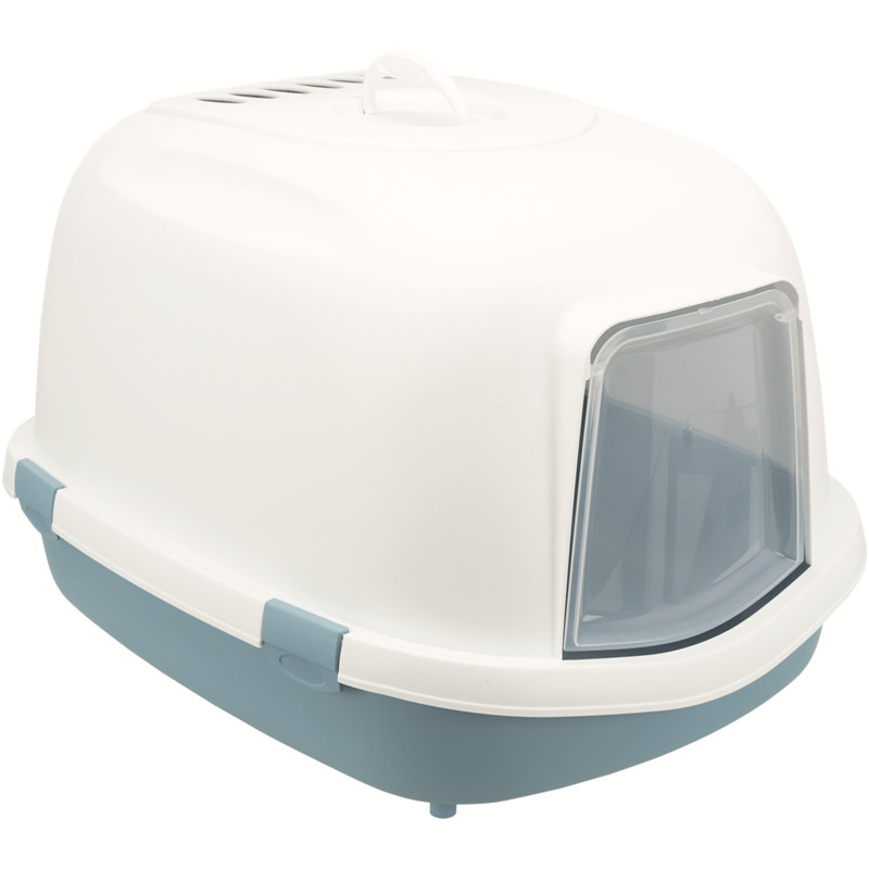Katzentoilette Primo XXL Top, mit Haube, 56 × 47 × 71 cm, blau/weiß