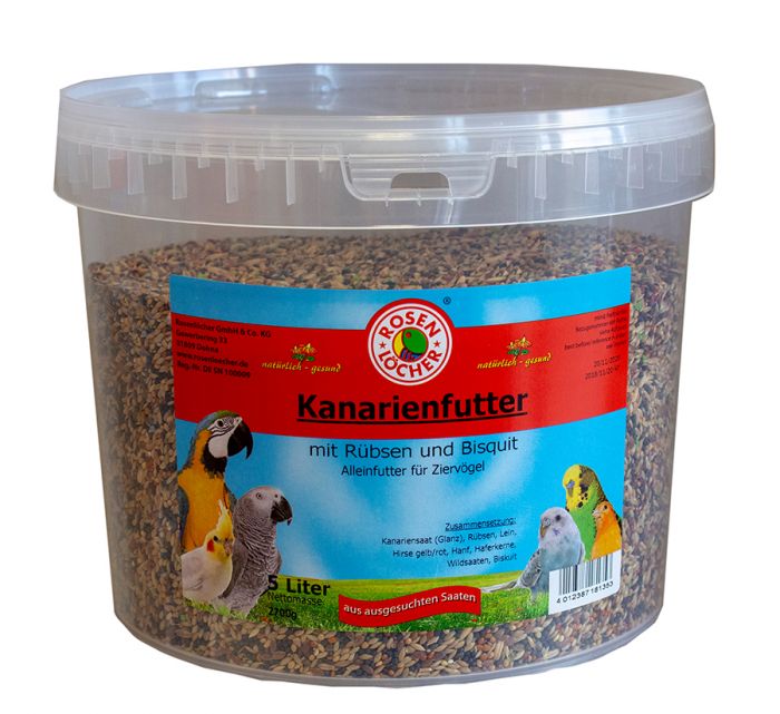 Kanarienfutter m. Rübsen u.Bisquit  2,7kg/ 5 Liter Eimer Kanarienfutter m. Rübsen u.Bisquit  2,7kg/ 5 Liter Eimer