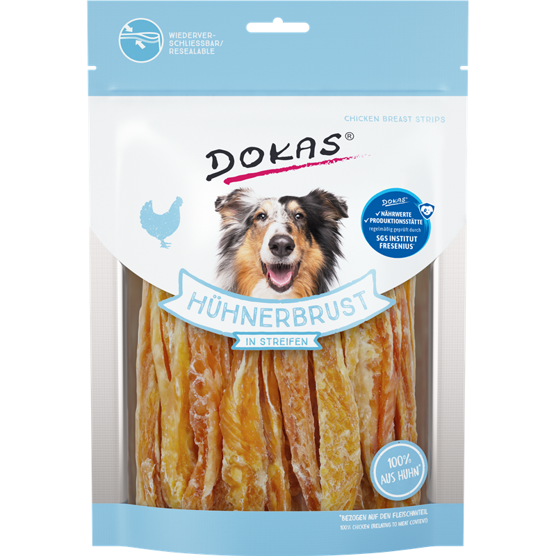 Dokas Dog Snack Hühnerbrust in Streifen 250 g