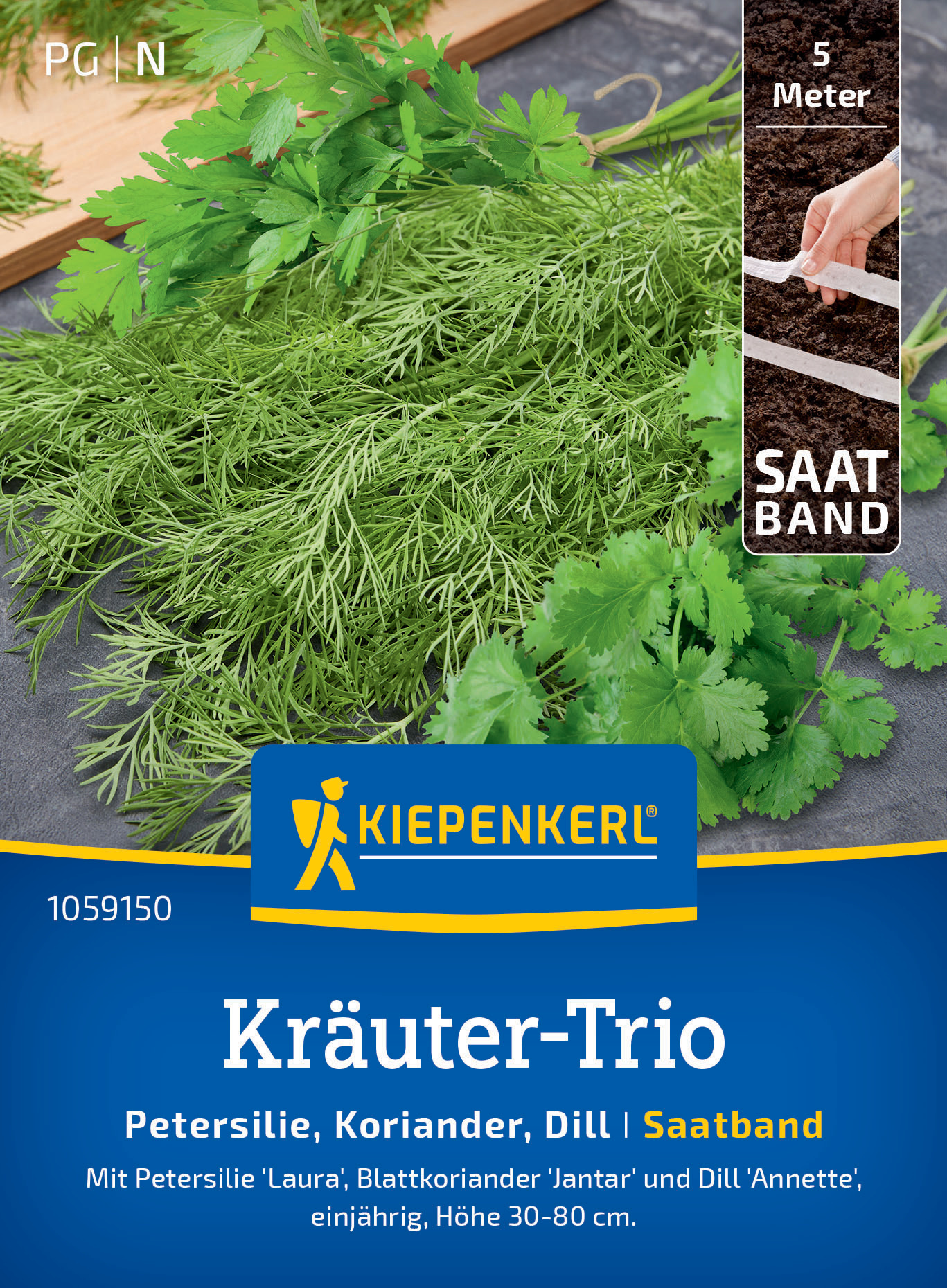 Kräuter-Trio Petersilie Laura, Koriander Jantar, Dill Annette, Saatband