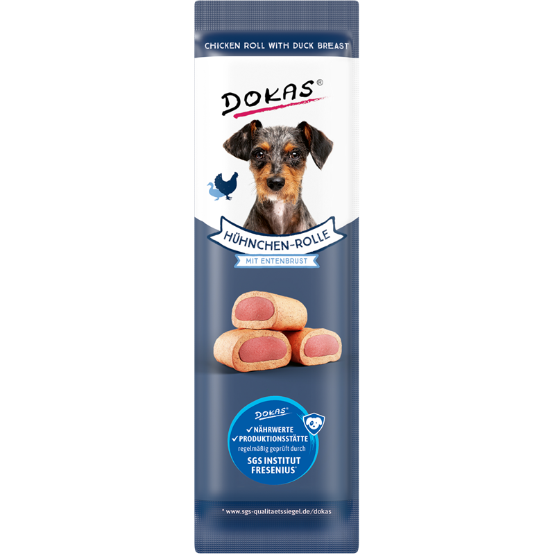 Dokas Dog Snack Hühnchen-Rolle mit Ente 10g