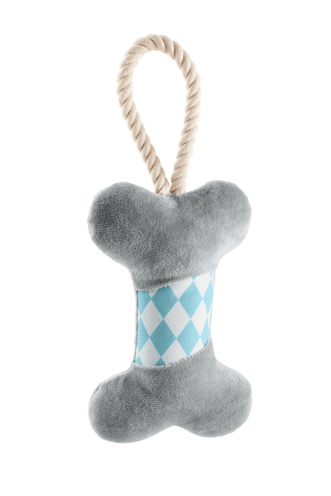 Hundespielzeug Salima Knochen, grau 18 cm (30 cm Gesamtlänge)